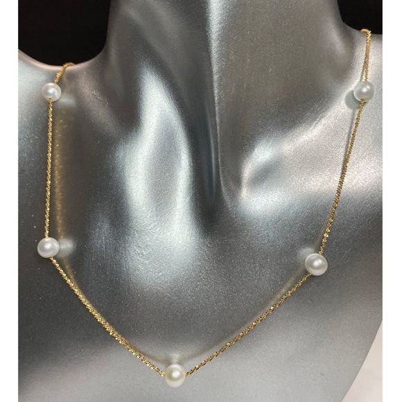 Milor Italy 14KT Yellow Gold White Pearl Necklace...